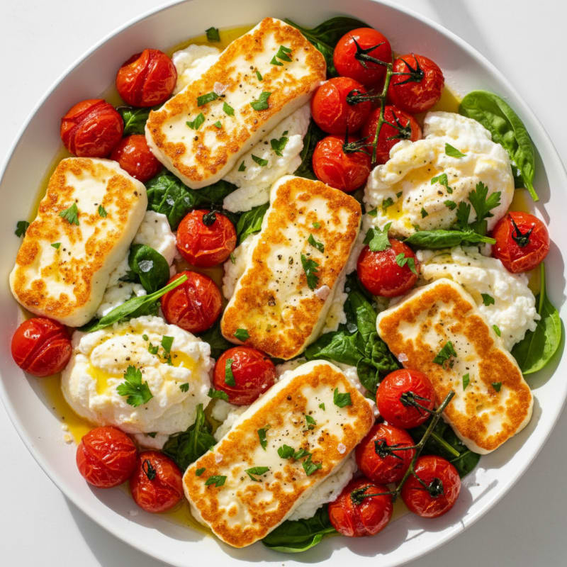 Pan-Seared Halloumi with Blistered Tomatoes