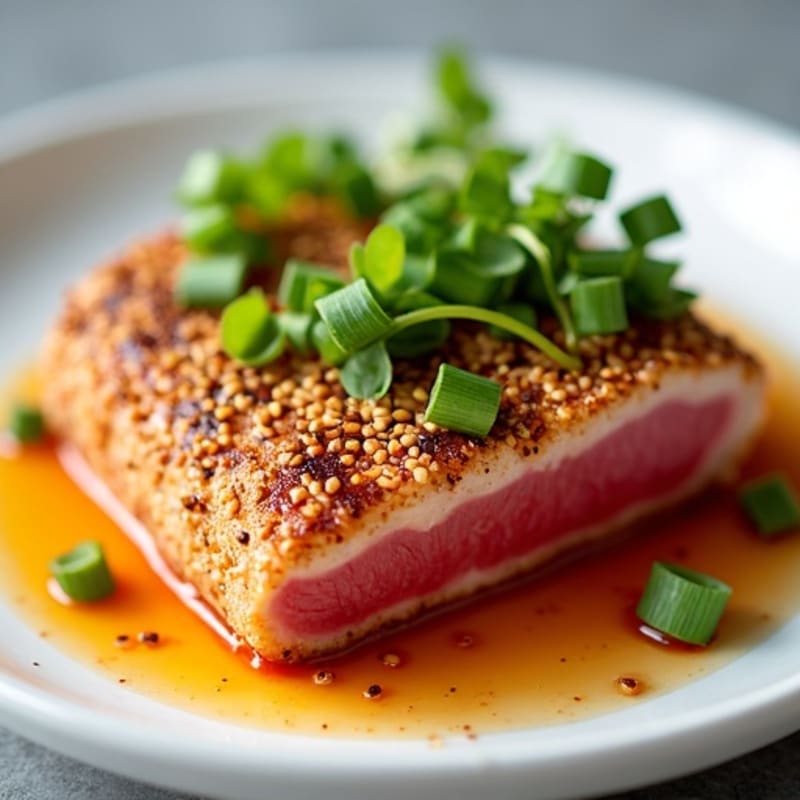 Sesame-Crusted Seared Tuna with Spicy Citrus Sauce