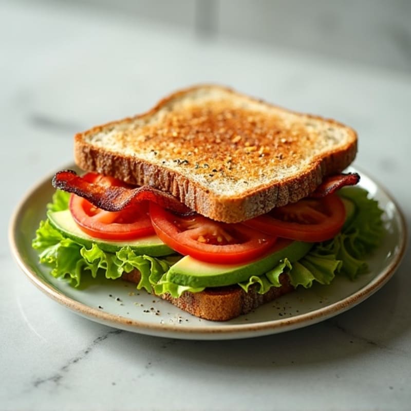 Fresh Avocado BLT with Crispy Bacon on Whole Grain Toast