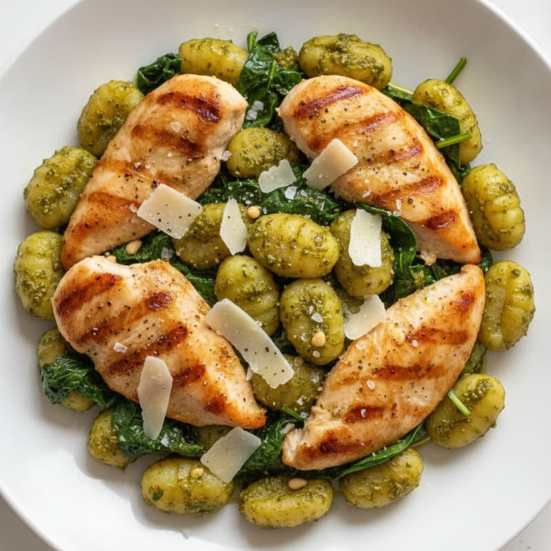 High-Protein Pesto Gnocchi with Pan-Seared Chicken