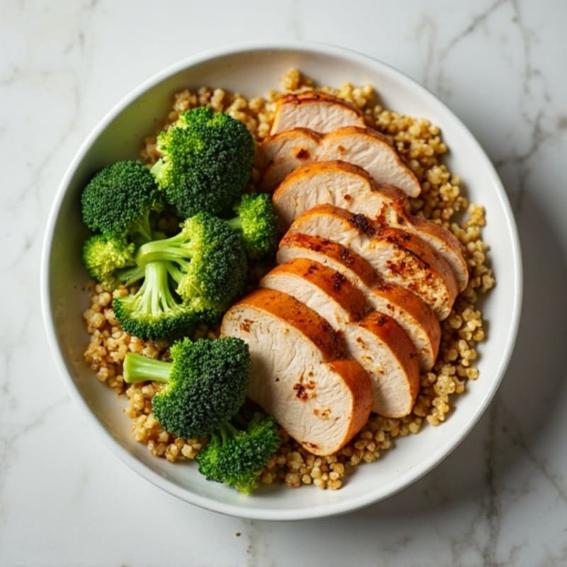 Grilled Turkey Breast with Roasted Broccoli and Quinoa