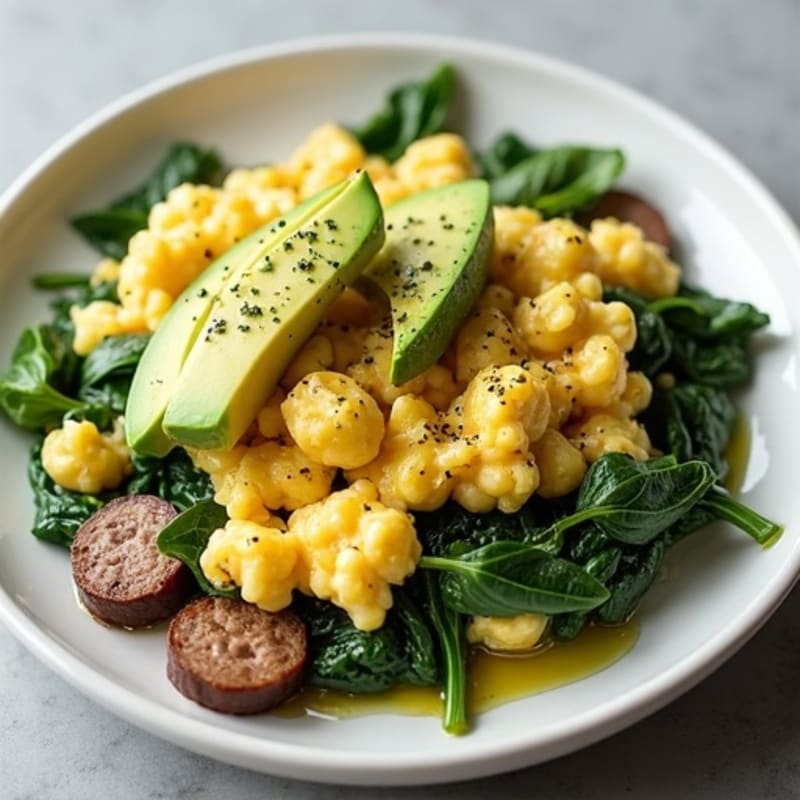 Egg White Scramble with Spinach and Turkey Sausage