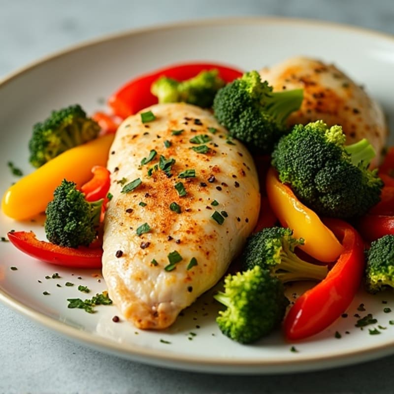 Sheet Pan Lemon-Garlic Chicken with Roasted Broccoli and Bell Peppers