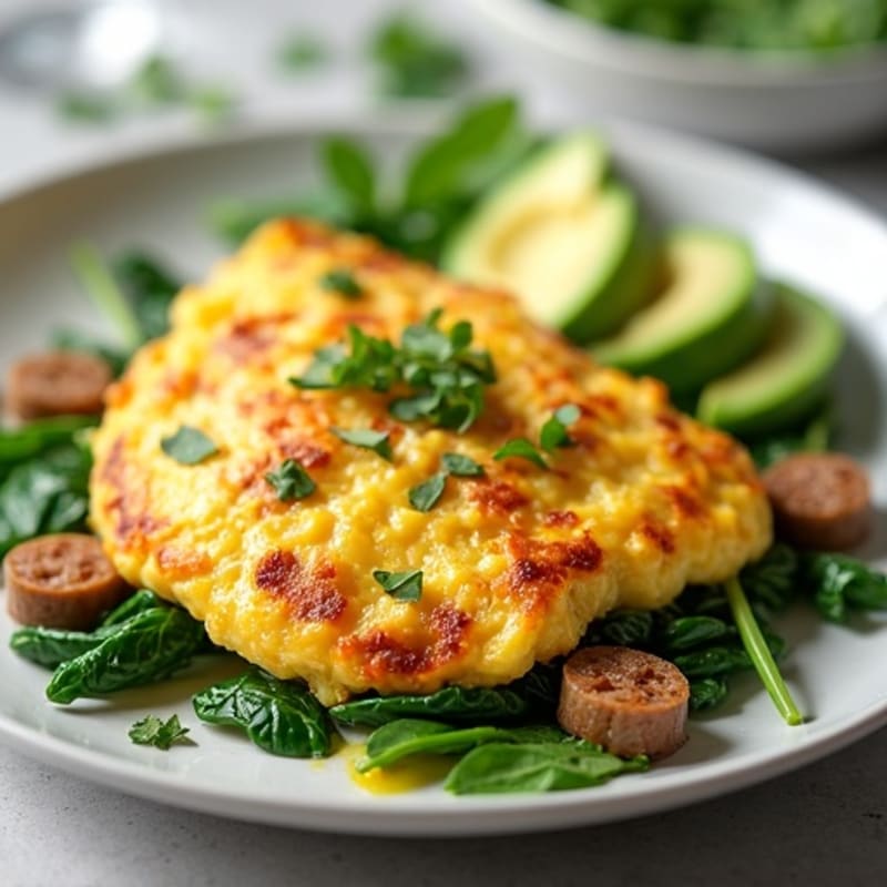 Egg White Scramble with Turkey Sausage and Spinach