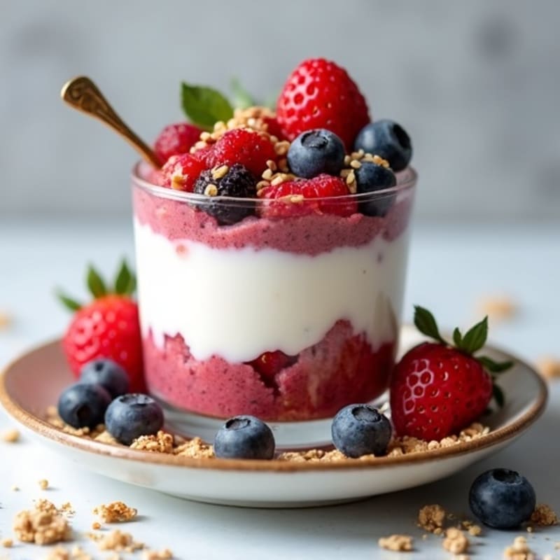 Creamy Greek Yogurt Parfait with Mixed Berries and Almond Butter