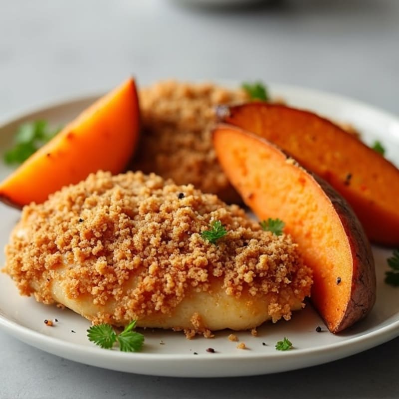 Crispy Baked Chicken with Sweet Potato Wedges
