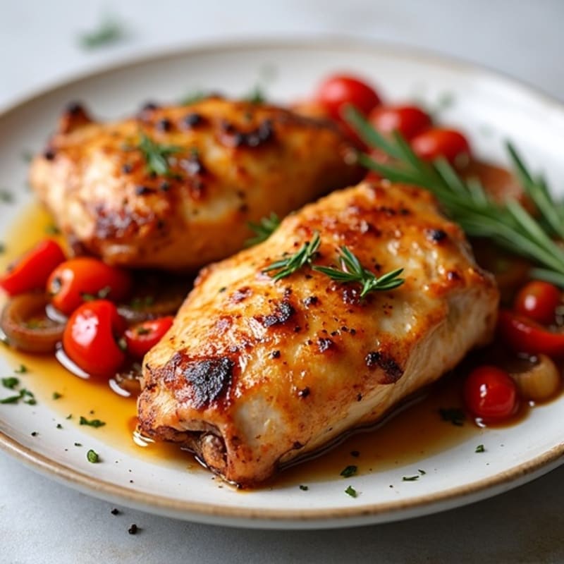 Sheet Pan Chicken Thighs with Roasted Peppers and Onions