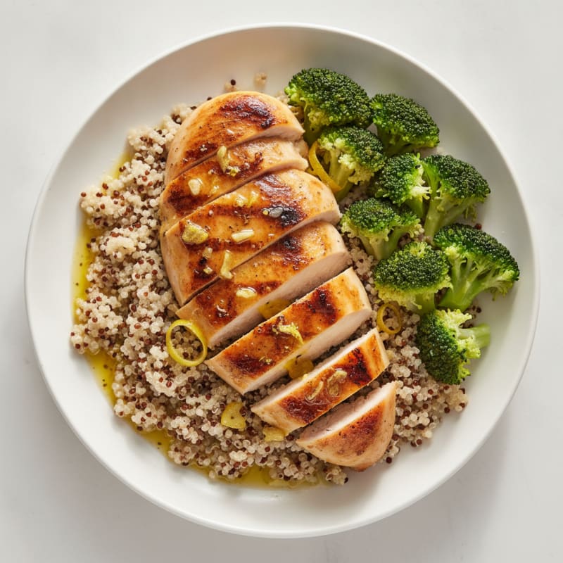 Grilled Chicken Breast with Quinoa and Steamed Broccoli