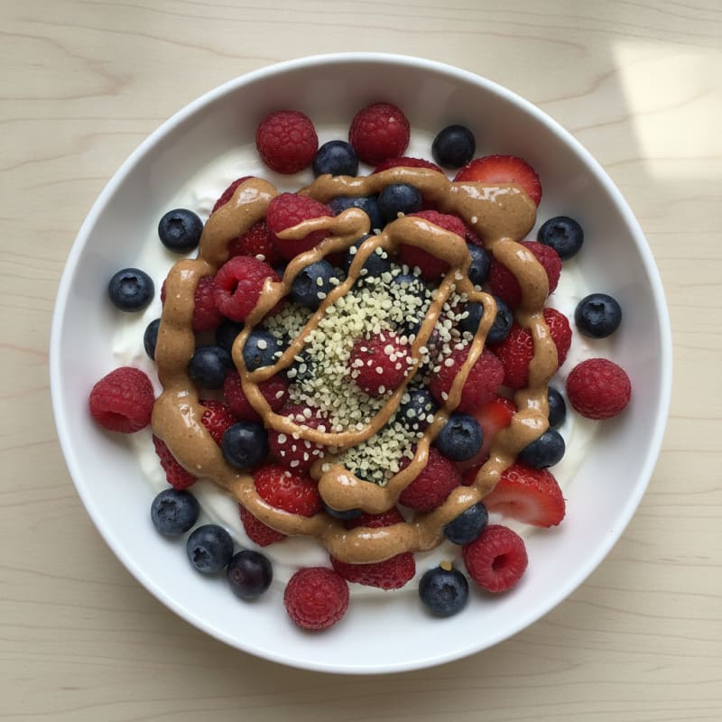 Greek Yogurt Bowl with Mixed Berries and Almond Butter