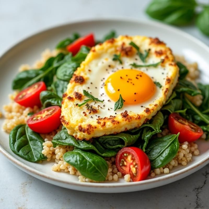 Egg White Spinach Scramble with Cherry Tomatoes