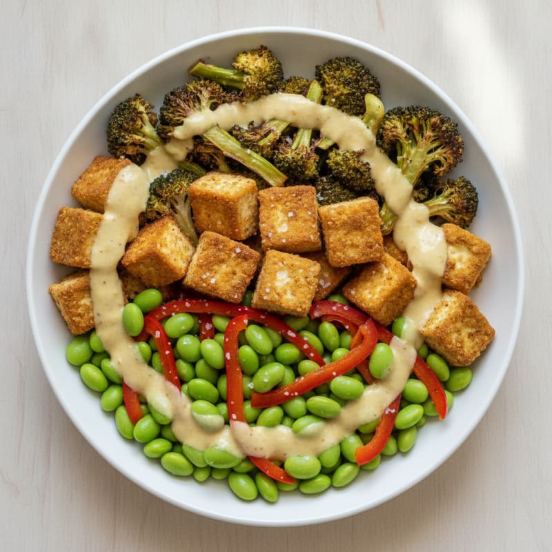 Roasted Vegetable Buddha Bowl with Tahini Dressing