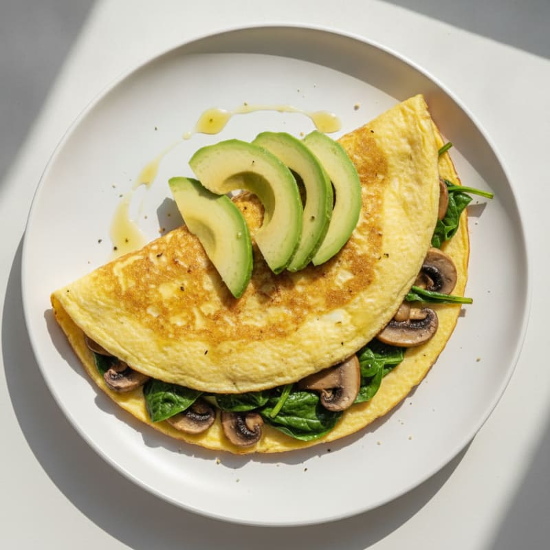 Egg White Spinach Omelette with Sautéed Mushrooms