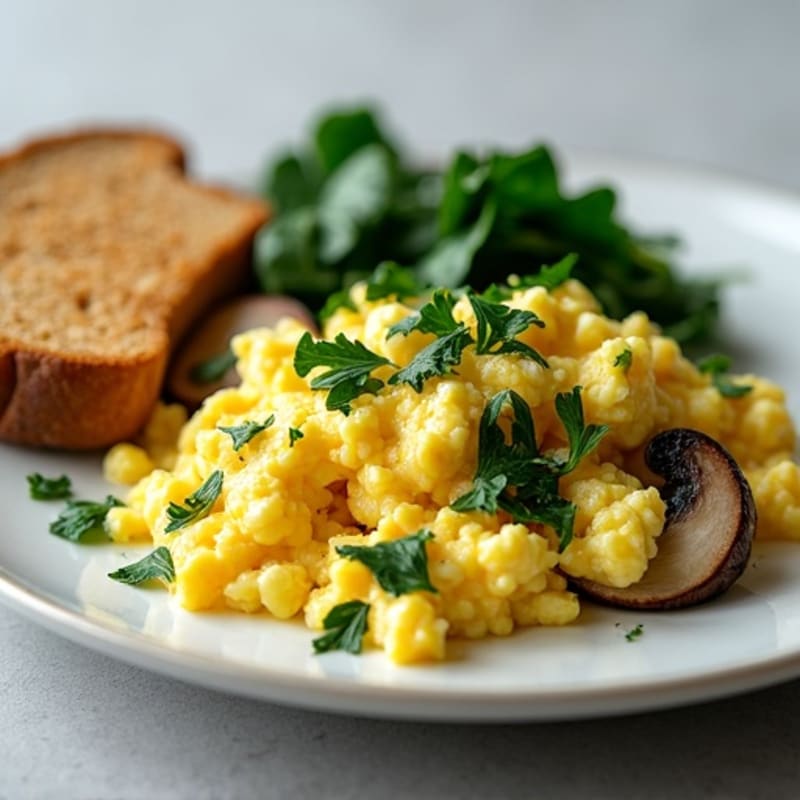 Fresh Herb Egg Scramble with Sautéed Greens