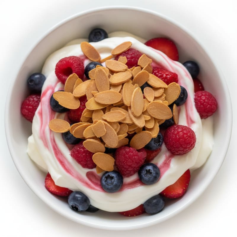 Greek Yogurt Protein Parfait with Mixed Berries and Almonds