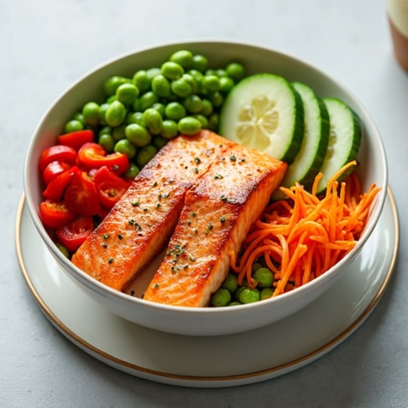 Fresh Salmon and Crunchy Vegetable Bowl