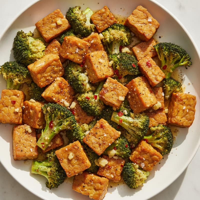 Garlic-Lemon Roasted Broccoli and Tempeh