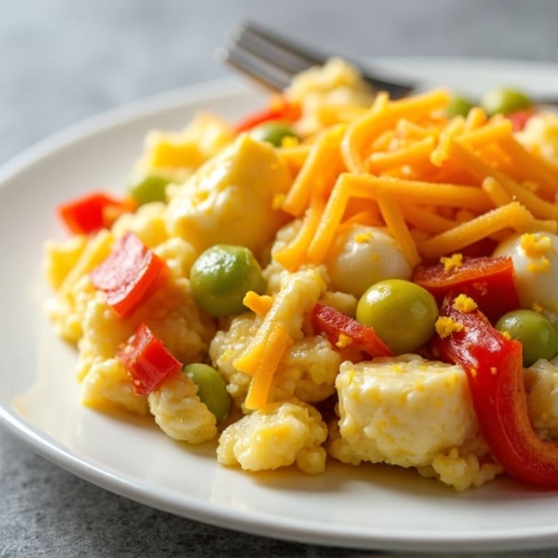 Fluffy Egg Scramble with Sautéed Bell Peppers and Onions