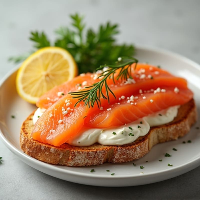 Smoked Salmon with Creamy Dill Spread and Crispy Whole Grain Toast