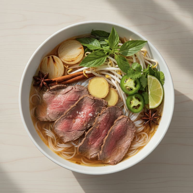 Vietnamese Beef Noodle Soup with Herbs
