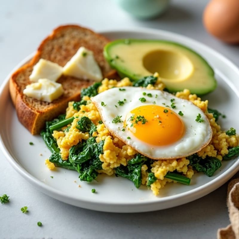 Egg and Spinach Scramble with Gluten Free Toast