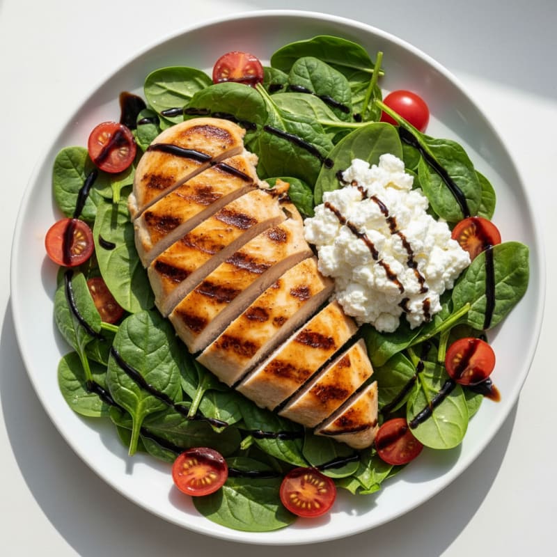 Grilled Chicken and Tomato Spinach Salad