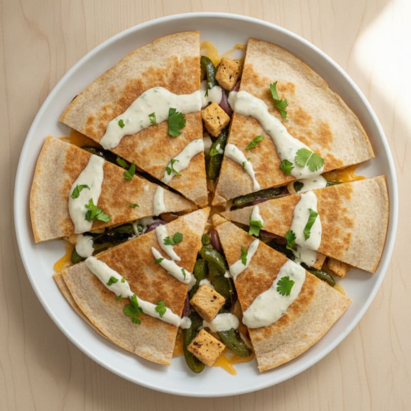 Chicken Poblano Quesadilla with Lime Crema