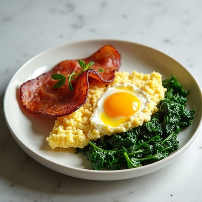 Cottage Cheese Scramble with Spinach and Turkey Bacon
