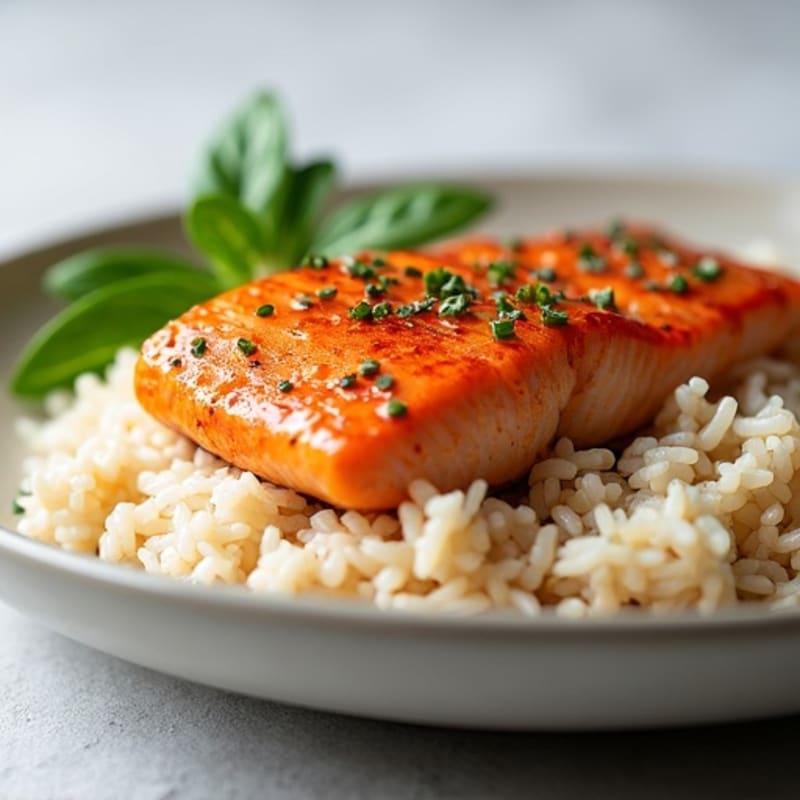 Honey-Garlic Glazed Salmon with Coconut Rice