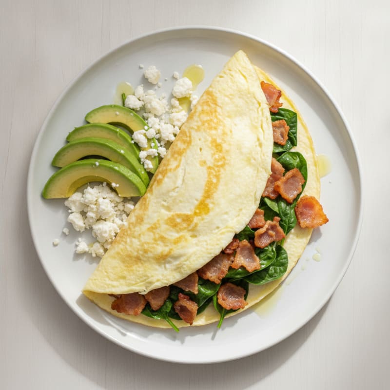Egg White Omelet with Turkey Bacon and Spinach