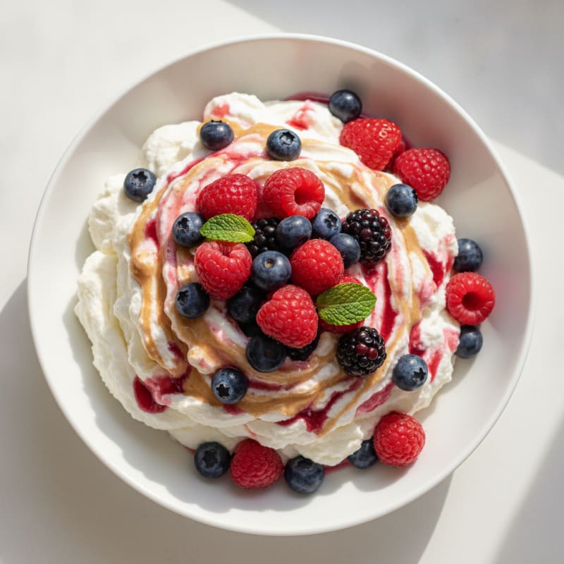 Greek Yogurt Protein Mousse with Mixed Berries