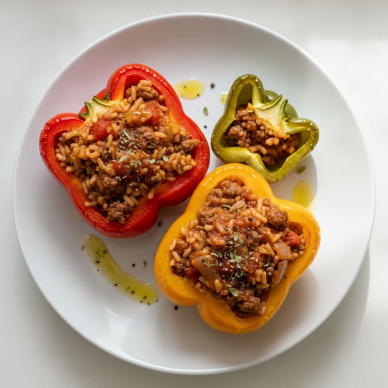 Beef and Rice Stuffed Bell Peppers
