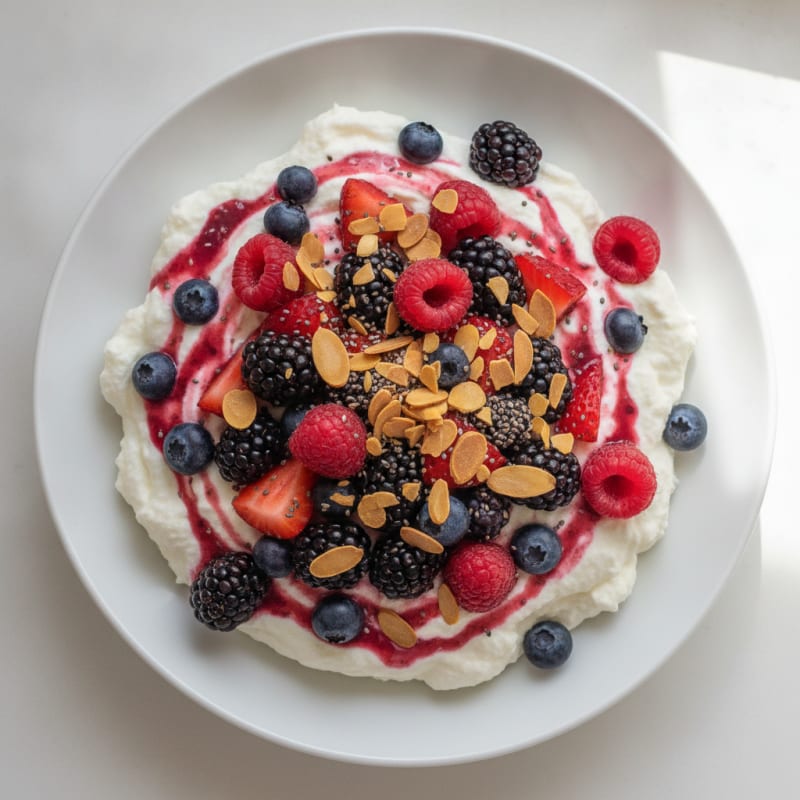 Greek Yogurt Protein Mousse with Mixed Berries