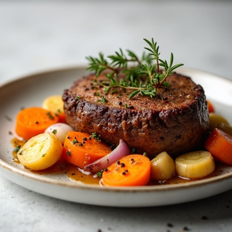 Herb-Crusted Tender Pot Roast with Root Vegetables