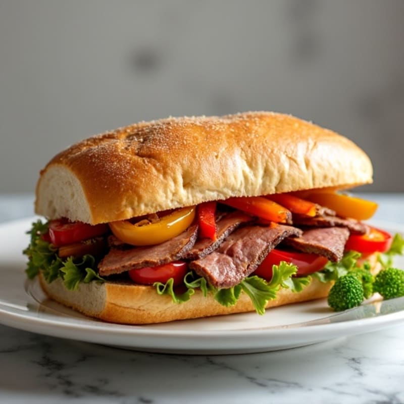 Lean Sirloin Philly-Style Sandwich with Bell Peppers