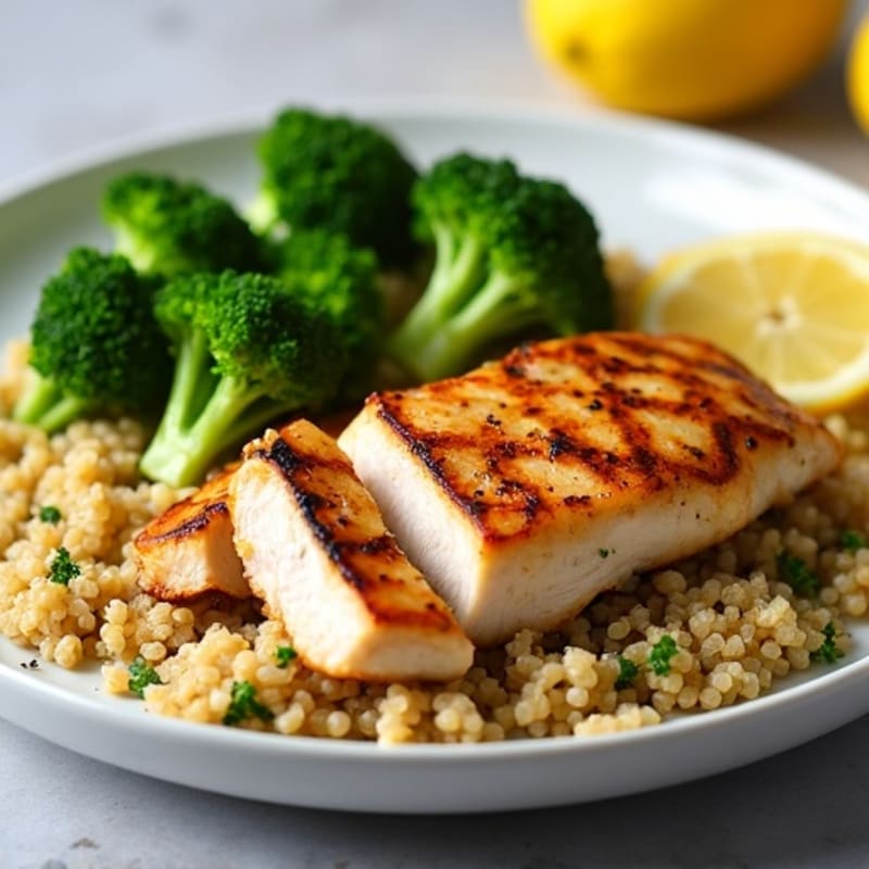 Grilled Chicken Breast with Quinoa and Steamed Broccoli