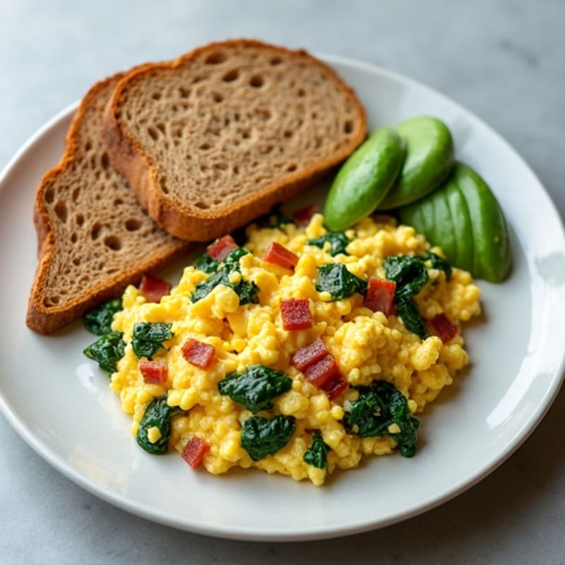Egg White Scramble with Spinach and Turkey Bacon