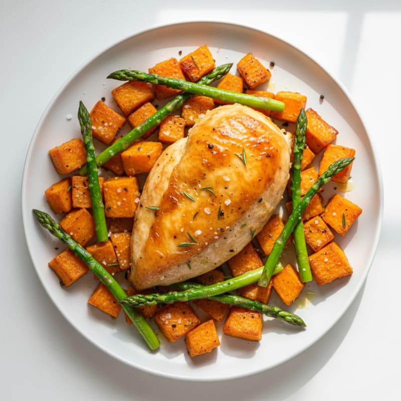 Lemon Herb Roasted Chicken with Sweet Potatoes