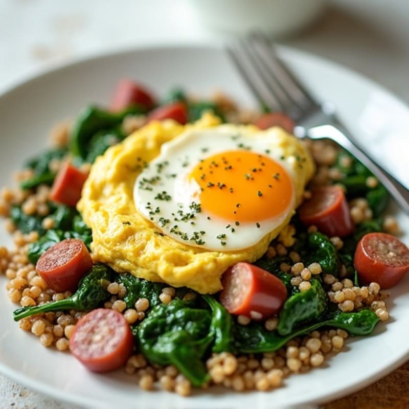Egg White and Turkey Sausage Scramble with Spinach