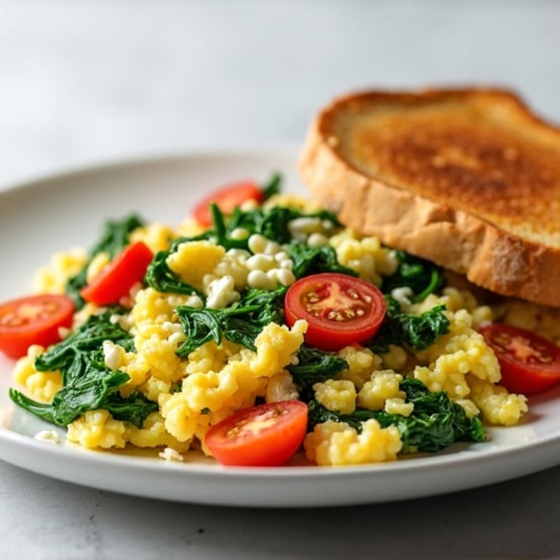 Egg White Spinach Scramble with Cottage Cheese
