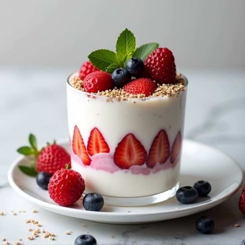 Creamy Protein Yogurt Parfait with Mixed Berries and Hemp Seeds