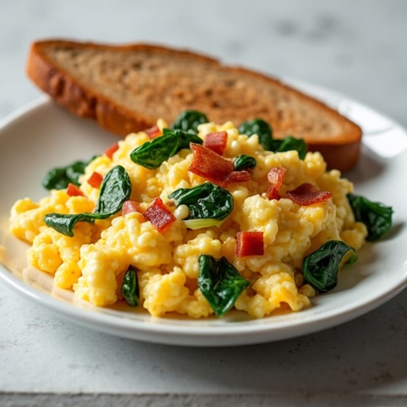 Egg White Scramble with Spinach and Turkey Bacon