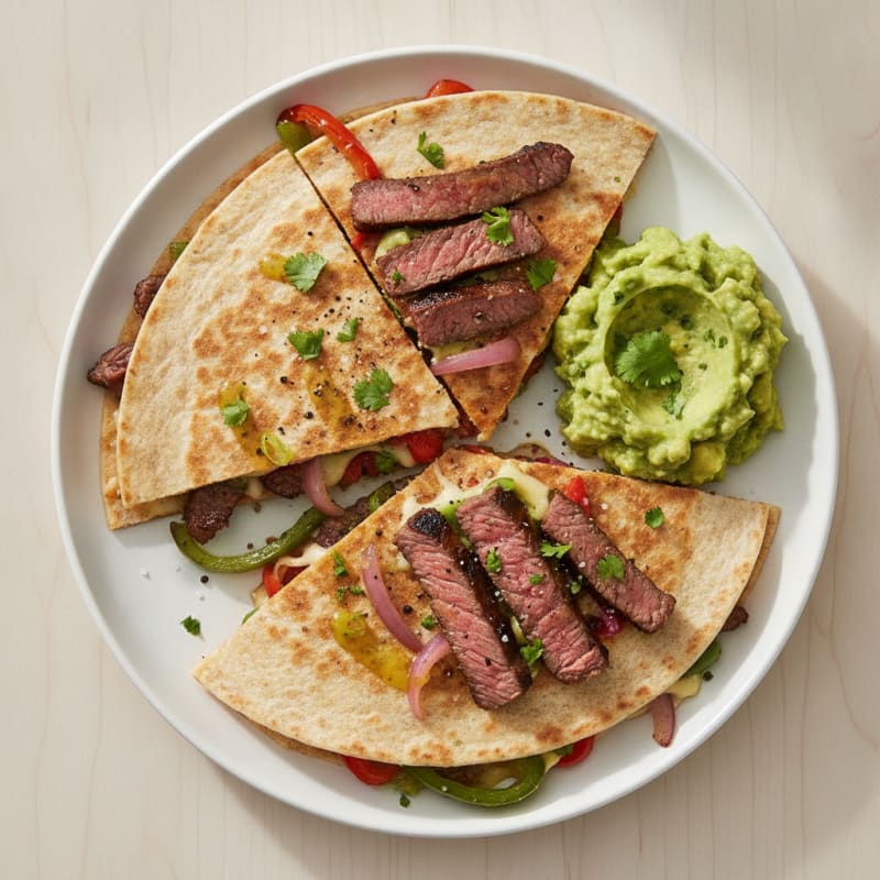 Carne Asada Quesadillas with Guacamole