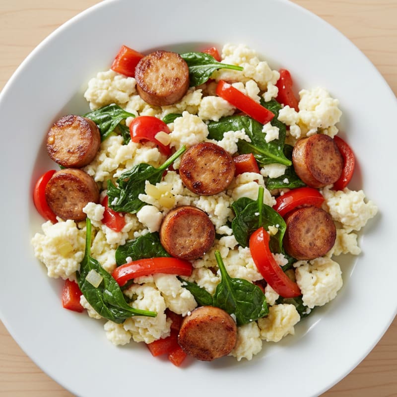 Egg White and Veggie Scramble with Chicken Sausage