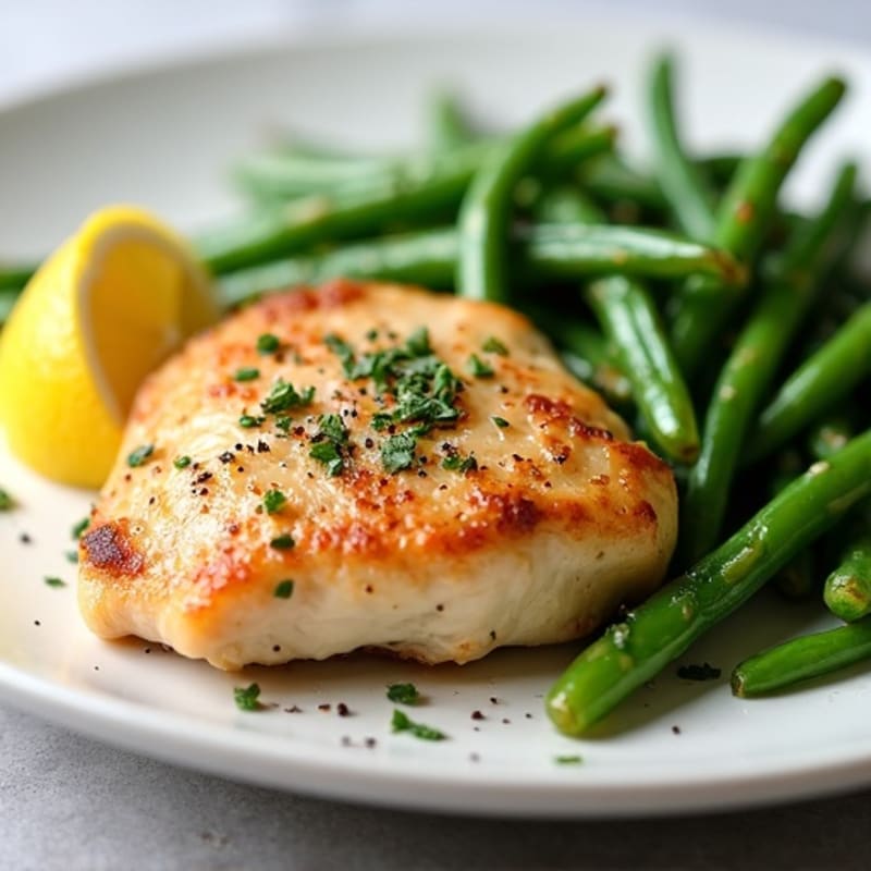 Lemon Garlic Pan-Seared Chicken with Sautéed Green Beans