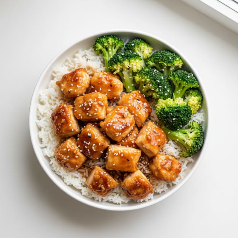 Crispy Honey-Garlic Chicken Bowls