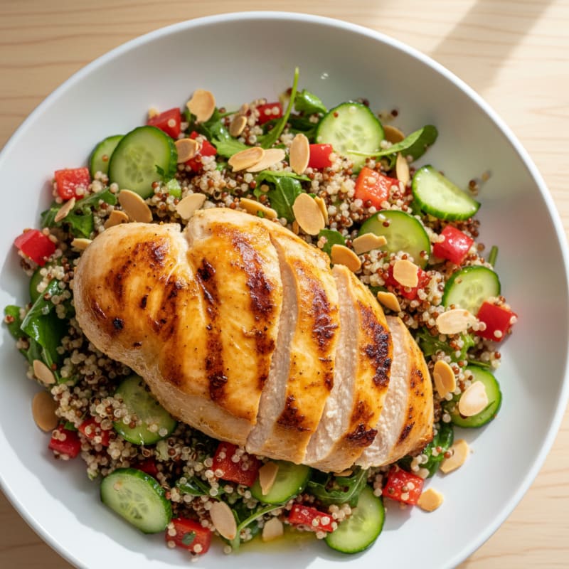 Grilled Chicken Breast with Crunchy Quinoa Salad