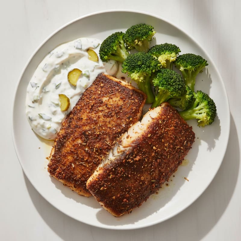 Cajun Blackened Catfish with Tartar Sauce