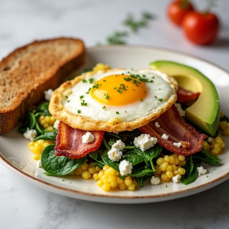 Egg White Scramble with Spinach and Turkey Bacon