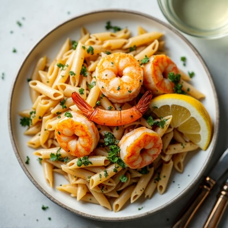 Pan-Seared Lemon Garlic Shrimp with Fresh Herb Whole Wheat Pasta