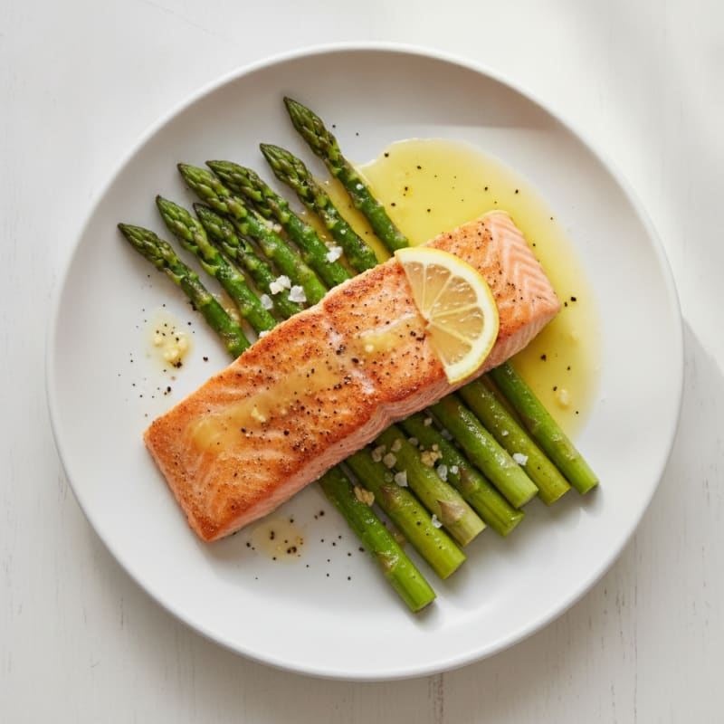 Pan-Seared Salmon with Roasted Asparagus